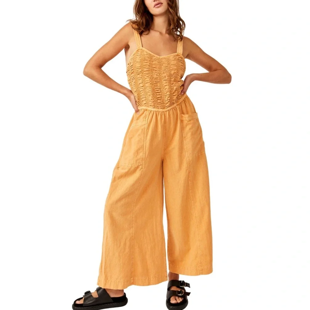 New Free People Forever and Always Ruched Jumpsuit